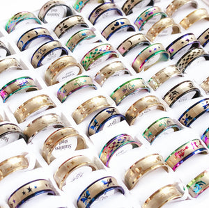 50pcs Mixed Stainless Steel Rings Men Women Wedding Jewelry Accessories