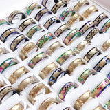 50pcs Mixed Stainless Steel Rings Men Women Wedding Jewelry Accessories