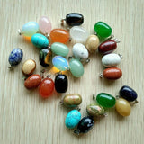 50pcs Natural Stone Egg Shape Charms Pendants for Necklaces