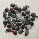 50pcs Natural Bloodstone Water Drop Charms Pendants for DIY Necklace Jewelry