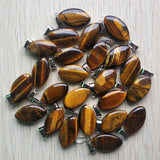 50pcs Natural Tiger Eye Stone Horse Eye Pendants for Jewelry Making