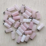 50pcs Assorted Natural Stone Cylinder Pendants for DIY Jewelry Making