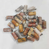 50pcs Assorted Natural Stone Cylinder Pendants for DIY Jewelry Making