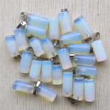 50pcs Assorted Natural Stone Cylinder Pendants for DIY Jewelry Making