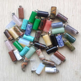 50pcs Assorted Natural Stone Cylinder Pendants for DIY Jewelry Making