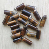 50pcs Assorted Natural Stone Cylinder Pendants for DIY Jewelry Making