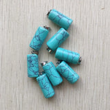 50pcs Assorted Natural Stone Cylinder Pendants for DIY Jewelry Making