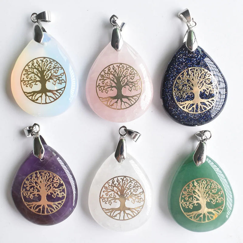 Tree of Life Crystal Necklace Pendant for Women