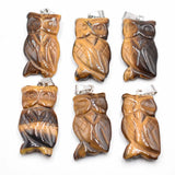 6pcs Owl Charms Quartz Crystal Pendants for Jewelry Making