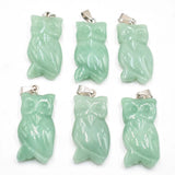 6pcs Owl Charms Quartz Crystal Pendants for Jewelry Making