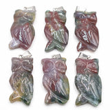 6pcs Owl Charms Quartz Crystal Pendants for Jewelry Making