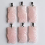 6pcs Owl Charms Quartz Crystal Pendants for Jewelry Making