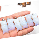6pcs Owl Charms Quartz Crystal Pendants for Jewelry Making