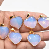6pcs Natural Stone Mixed Side Heart Pendants 25mm for Jewelry Making