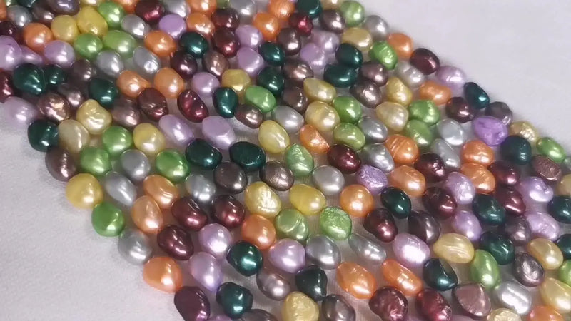 Colorful Big Baroque Freshwater Pearl Strands 7-8mm