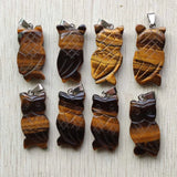 8pcs Tiger Eye Owl Pendants for Jewelry Making