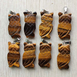 8pcs Tiger Eye Owl Pendants for Jewelry Making