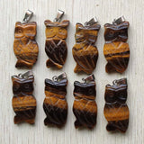 8pcs Tiger Eye Owl Pendants for Jewelry Making