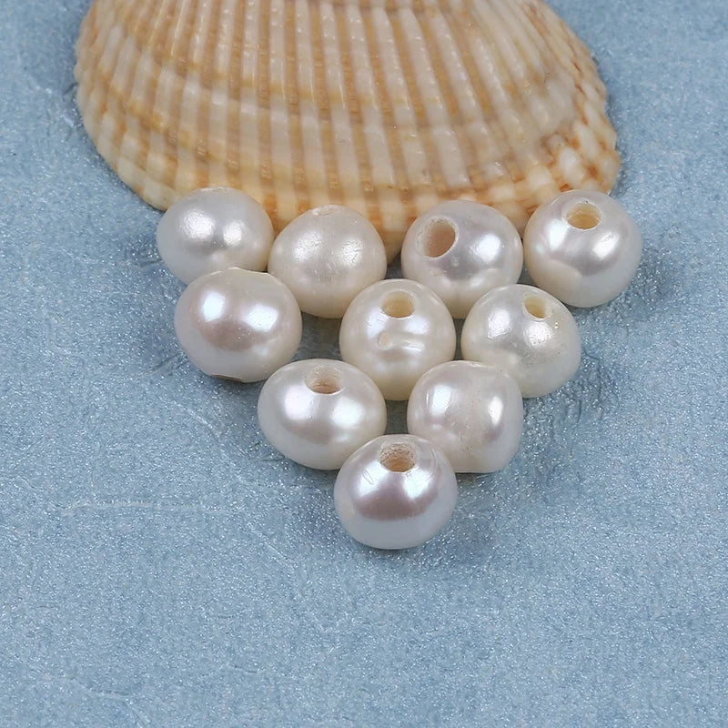9-10mm AA Natural Freshwater Pearl Big Hole Jewelry Making