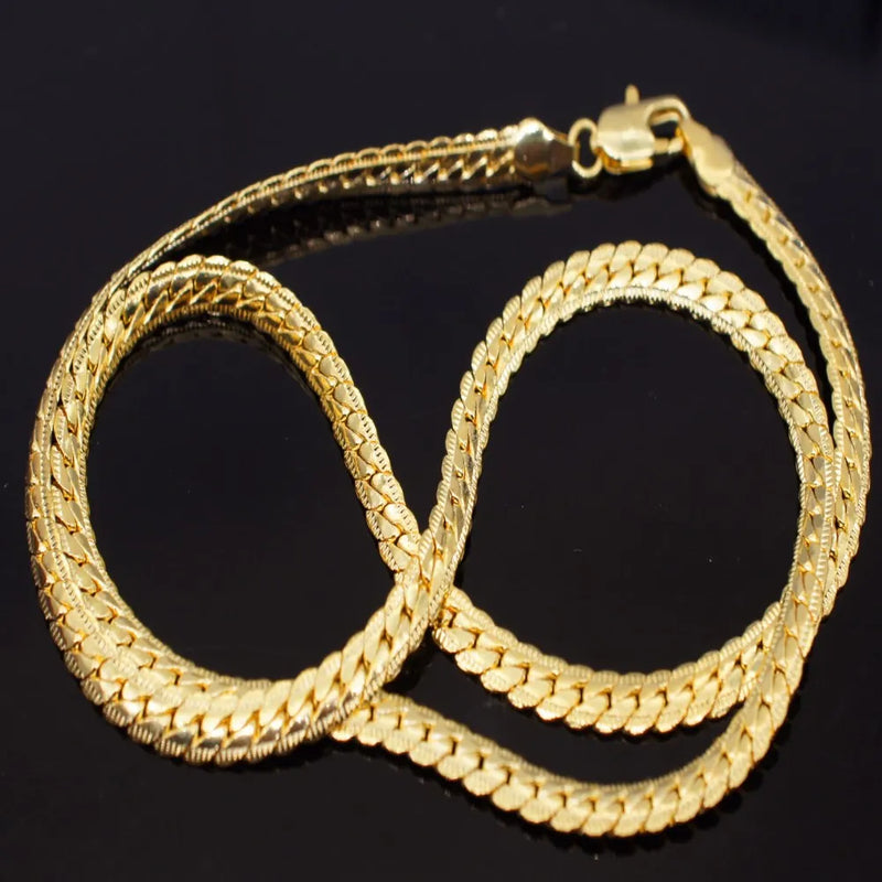 925 Silver 20in 6mm Full Sideways Chain Necklace Wedding Party Jewelry