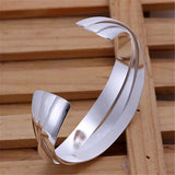 925 Sterling Silver Retro Weave Bangle Bracelet for Women