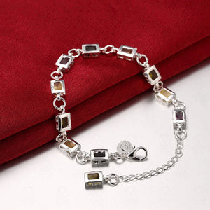 925 Silver Charm Bracelets Crystal Zircon Chain Jewelry for Women Wedding