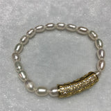 Freshwater Pearl Bracelet with Zirco Inlay 6-7mm