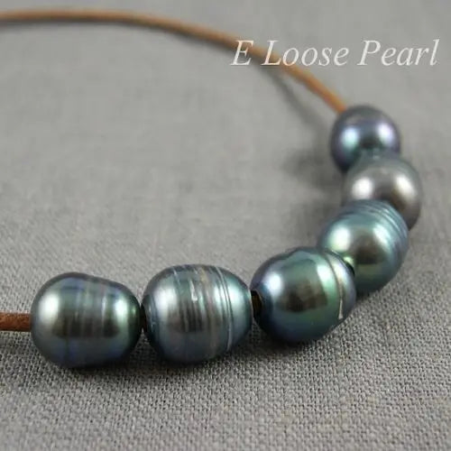 Malachite Green Freshwater Pearl Rice Shape 10-10.5mm 10Pcs