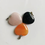 Natural Stone Heart Pendants Mixed Charms Necklace Accessories 20mm 50Pcs/lot