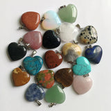 Natural Stone Heart Pendants Mixed Charms Necklace Accessories 20mm 50Pcs/lot
