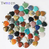 Natural Stone Heart Pendants Mixed Charms Necklace Accessories 20mm 50Pcs/lot