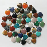 Natural Stone Heart Pendants Mixed Charms Necklace Accessories 20mm 50Pcs/lot