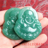 Green Jade Guanyin Buddha Pendant Necklace Hand-Carved Man Luck Amulet