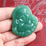 Green Jade Guanyin Buddha Pendant Necklace Hand-Carved Man Luck Amulet