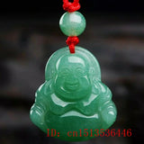 Green Jade Guanyin Buddha Pendant Necklace Hand-Carved Man Luck Amulet