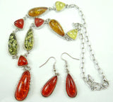 Modernist Gold Tear Drop Amber Necklace