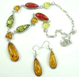 Modernist Gold Tear Drop Amber Necklace