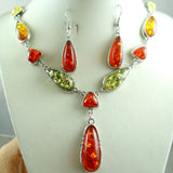 Modernist Gold Tear Drop Amber Necklace