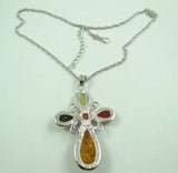 Modernist TEARDROP GOLDEN HONEY Pressed AMBER Water Drop NECKLACE