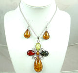Modernist TEARDROP GOLDEN HONEY Pressed AMBER Water Drop NECKLACE