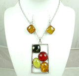 Modernist TEARDROP GOLDEN HONEY PRESSED AMBERS Water drop NECKLACE