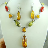 Modernist Gold Tear Drop Amber Necklace
