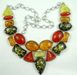 Modernist Amber Teardrop Statement Necklace