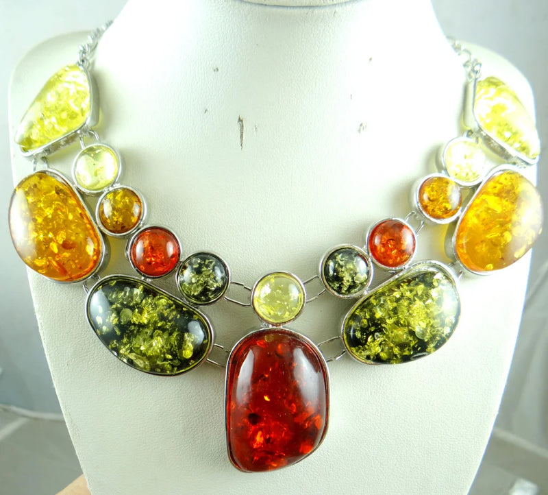 Modernist Teardrop Ambers Necklace