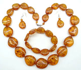 Natural Teardrop Golden Honey Pressed Ambers Jewelry Making Earring Necklace Q7