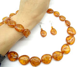Natural Teardrop Golden Honey Pressed Ambers Jewelry Making Earring Necklace Q7