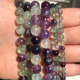 Colorful Fluorite Round Loose Beads 15.5 inches - Pick Size 6.8.10.12 mm