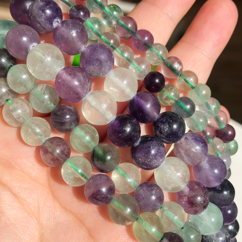 Colorful Fluorite Round Loose Beads 15.5 inches - Pick Size 6.8.10.12 mm