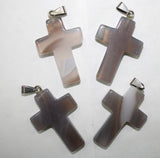 Rose Quartz Agate Cross Pendant for DIY Jewelry Making