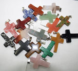 Rose Quartz Agate Cross Pendant for DIY Jewelry Making